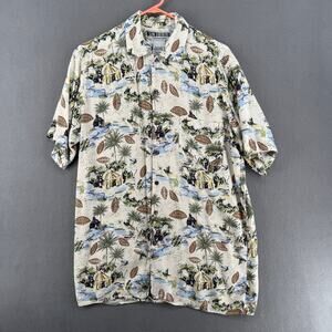 Vintage‎ United Hawaiian Shirt Mens M White Aloha Hawaii Tiki Tropical Resort